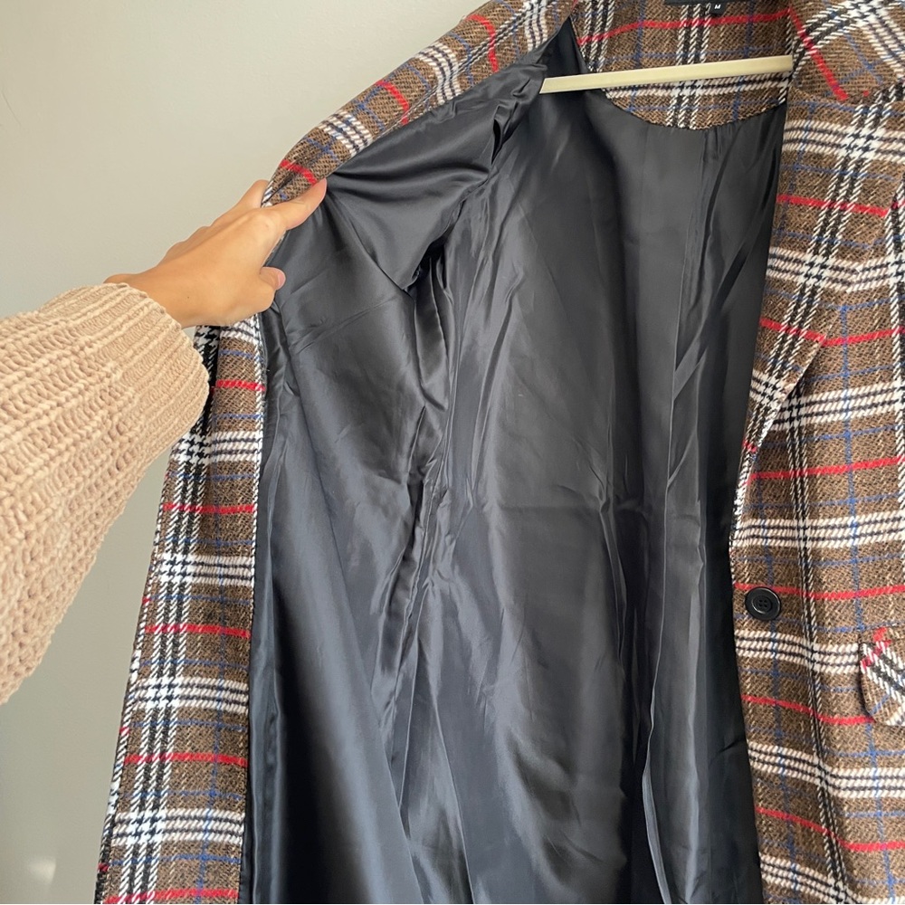 Urban Republic plaid long coat jacket shacket blazer preppy academia holiday M - Picture 10 of 14